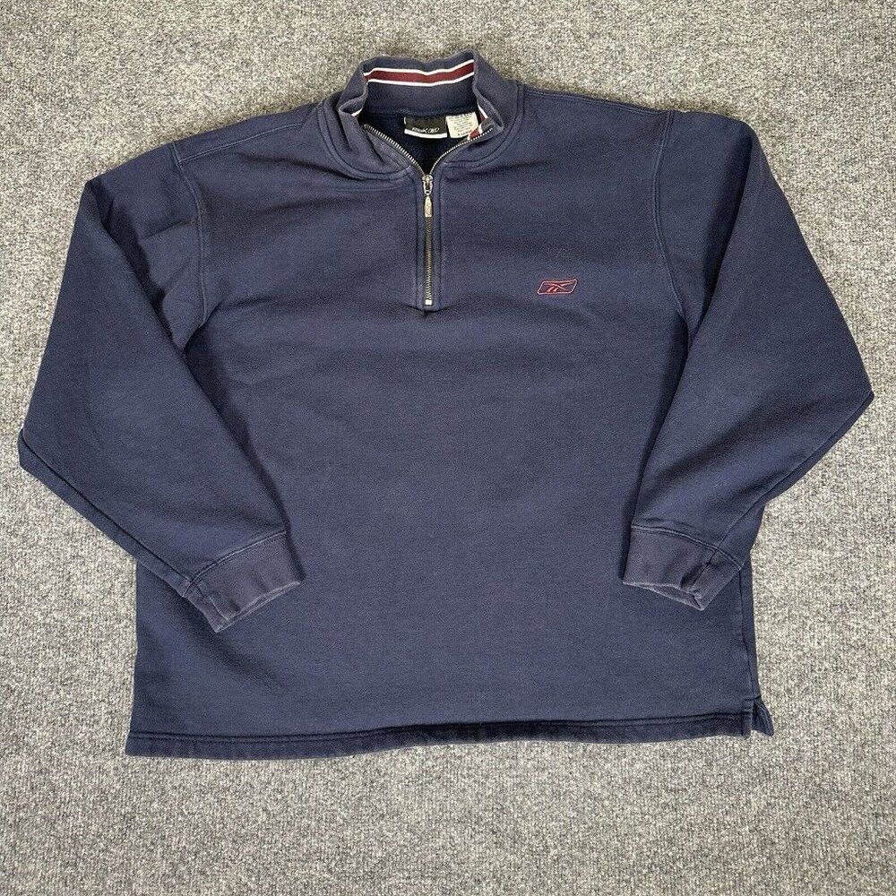 Reebok Sweatshirt Mens‎ XL Blue Pullover 1/4 Zip Athletic Fleece Casual Warm